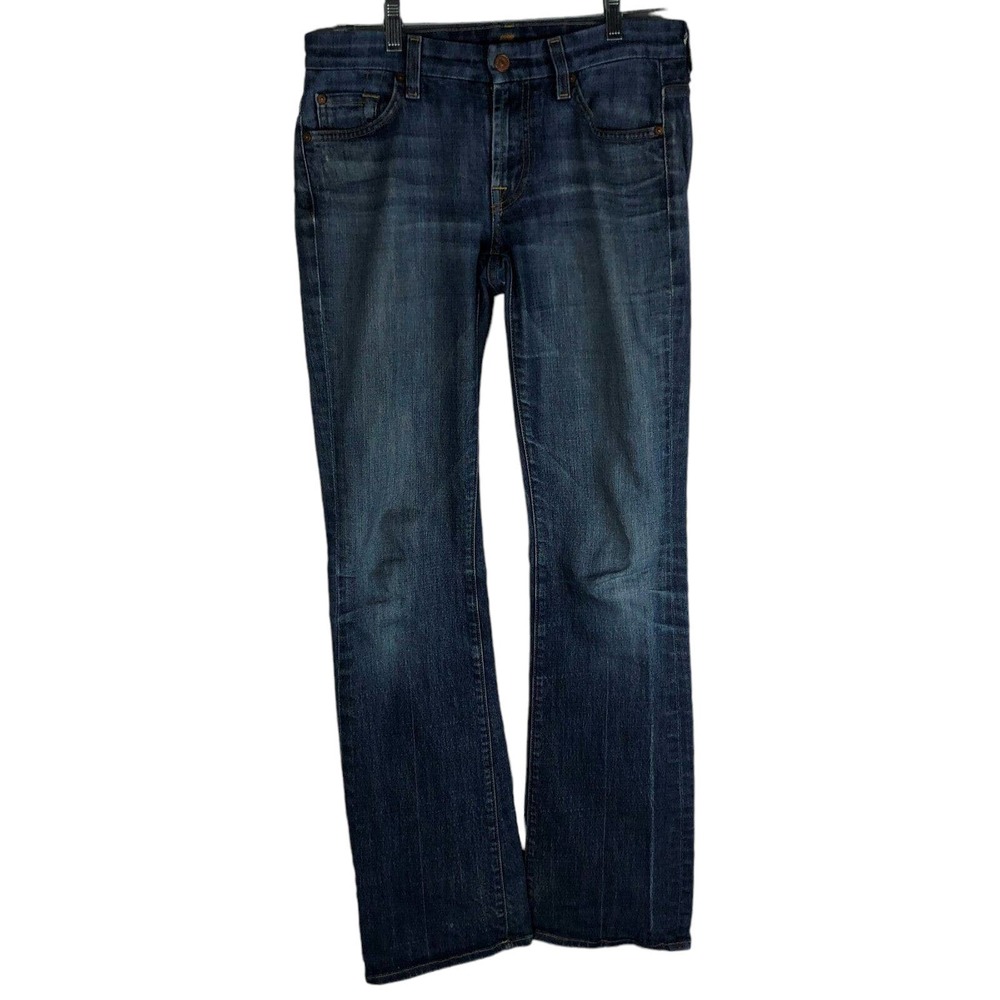 7 For All Mankind Womens Dark Washed Blue Kimmie Bootcut Jeans Sz 27 *Pre-Owned
